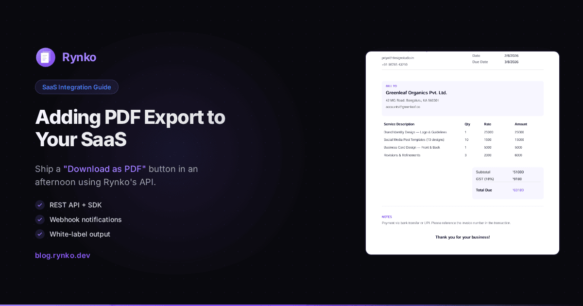 Adding PDF Export to Your SaaS in an Afternoon